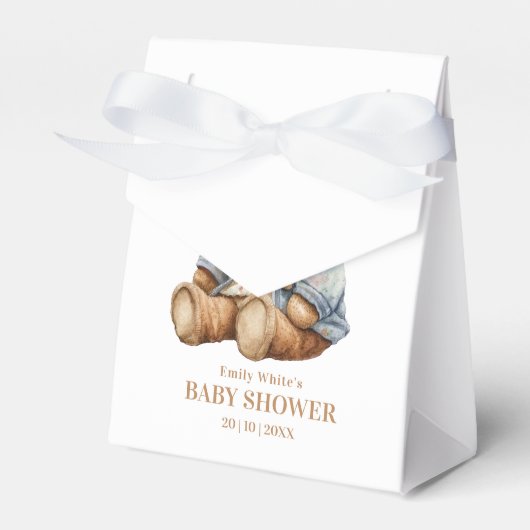 Teddy Bear Baby shower Uitnodiging kan nauwelijks  Bedankdoosjes (Voorkant Zijde)