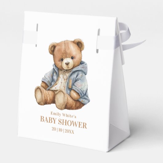 Teddy Bear Baby shower Uitnodiging kan nauwelijks  Bedankdoosjes (Achterkant)