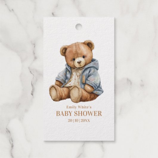 Teddy Bear Baby shower Uitnodiging kan nauwelijks  Cadeaulabels (Achterkant)