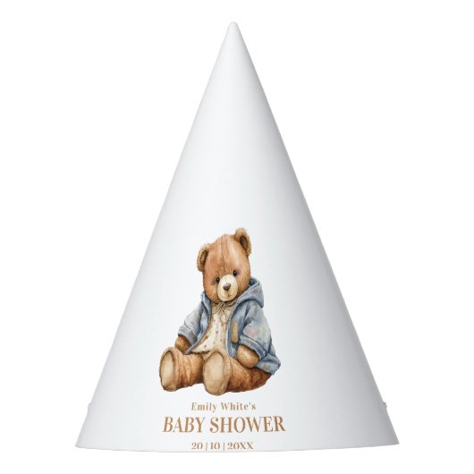 Teddy Bear Baby shower Uitnodiging kan nauwelijks  Feesthoedjes (Voorkant)