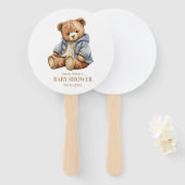Teddy Bear Baby shower Uitnodiging kan nauwelijks Handwaaier (Voorkant en achterkant)
