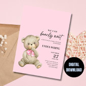Teddy Bear Baby shower uitnodiging, kan nauwelijks Kaart