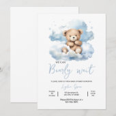 Teddy Bear Baby shower uitnodiging, kan nauwelijks Kaart (Voorkant / Achterkant)