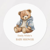 Teddy Bear Baby shower Uitnodiging kan nauwelijks Labels (Design 2)