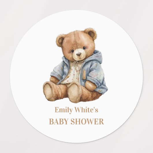 Teddy Bear Baby shower Uitnodiging kan nauwelijks  Labels (Design 1)