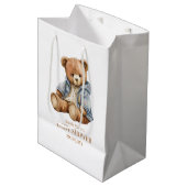 Teddy Bear Baby shower Uitnodiging kan nauwelijks Medium Cadeauzakje (Voorkant Gekanteld)