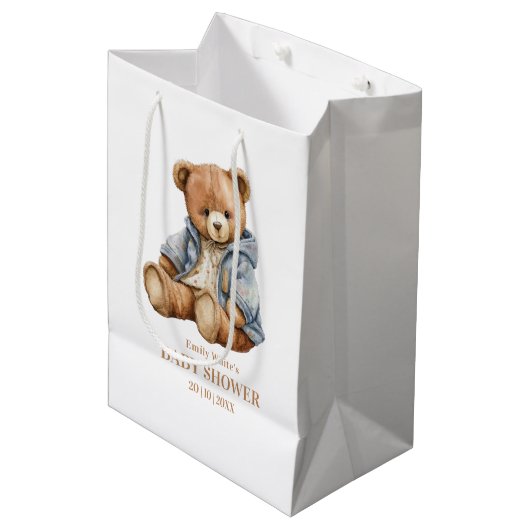 Teddy Bear Baby shower Uitnodiging kan nauwelijks  Medium Cadeauzakje (Voorkant Gekanteld)