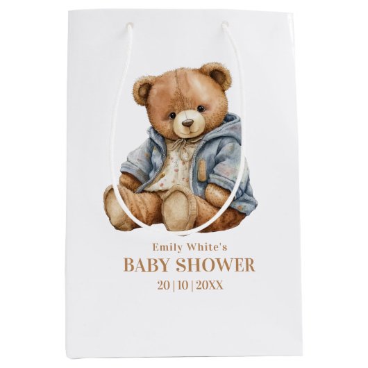 Teddy Bear Baby shower Uitnodiging kan nauwelijks Medium Cadeauzakje (Voorkant)