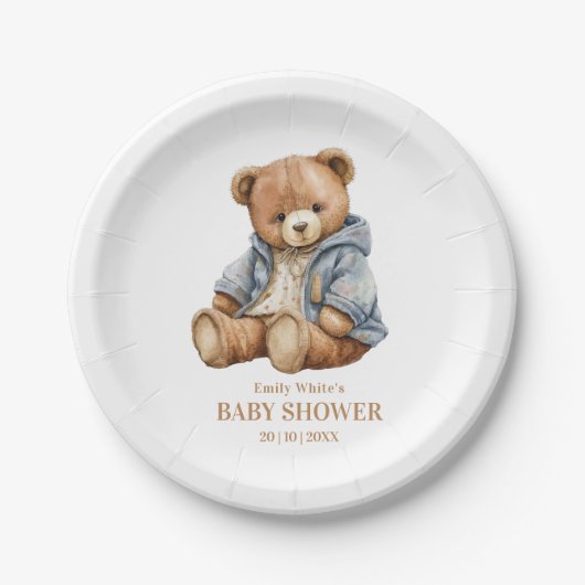 Teddy Bear Baby shower Uitnodiging kan nauwelijks  Papieren Bordje (Voorkant)