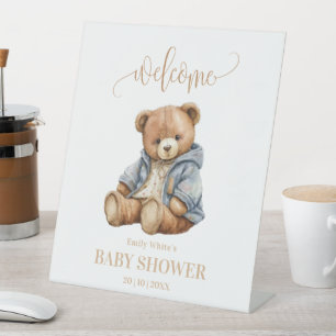 Teddy Bear Baby shower Uitnodiging kan nauwelijks  Reclamebord Met Voetstuk