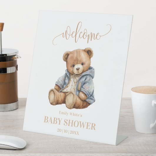 Teddy Bear Baby shower Uitnodiging kan nauwelijks  Reclamebord Met Voetstuk (Insitu)