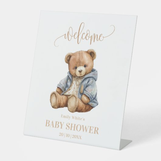 Teddy Bear Baby shower Uitnodiging kan nauwelijks  Reclamebord Met Voetstuk (Voorkant)