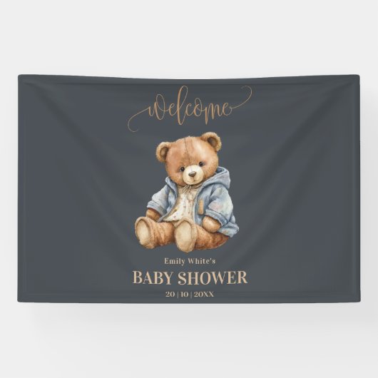 Teddy Bear Baby shower Uitnodiging kan nauwelijks  Spandoek (Horizontaal)