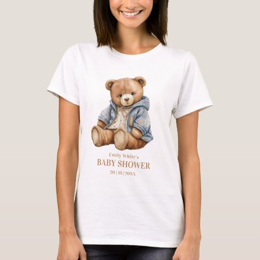 Teddy Bear Baby shower Uitnodiging kan nauwelijks T-shirt (Voorkant)
