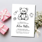 Teddy Bear Baby shower Uitnodiging, Minimalistisch Kaart
