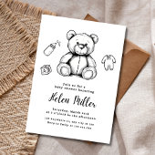 Teddy Bear Baby shower Uitnodiging, Minimalistisch Kaart