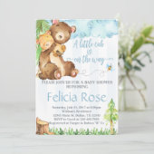 Teddy Bear Baby shower uitnodiging voor Blue Boy (Staand voorkant)