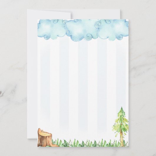 Teddy Bear Baby shower uitnodiging voor Blue Boy (Achterkant)