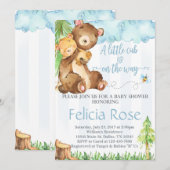Teddy Bear Baby shower uitnodiging voor Blue Boy (Voorkant / Achterkant)
