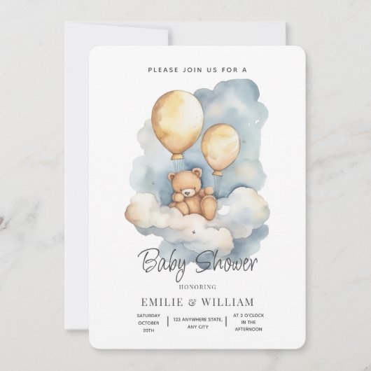 Teddy Bear Baby shower uitnodiging, we kunnen nauw Kaart (Voorkant)