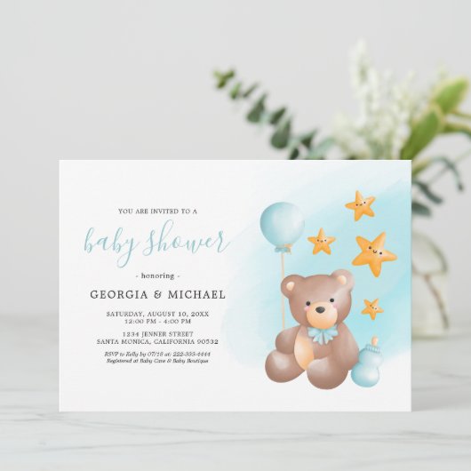Teddy Bear Baby Shower-uitvindingen Kaart (Staand voorkant)