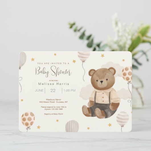 Teddy Bear Baby Shower-uitvindingen Kaart (Staand voorkant)