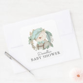  Teddy Bear Baby shower voor Jongen Vierkante Sticker (Envelop)