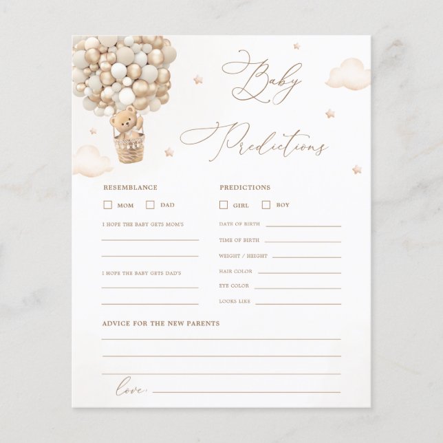 Teddy Bear Baby shower voorspellingen en advies sp (Voorkant)
