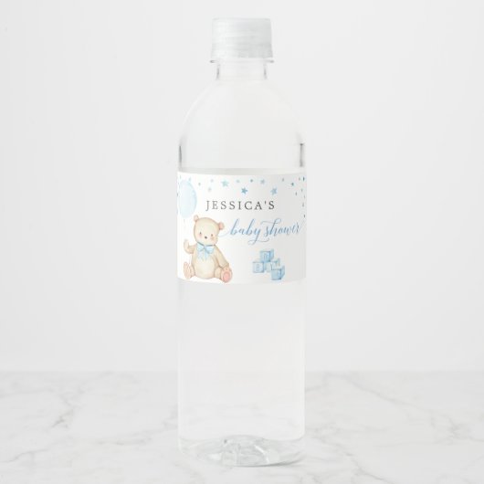 Teddy Bear Baby shower Water Bottle Labels Waterfles Etiket (Voorkant)