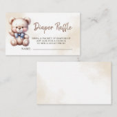 Teddy Bear Baby shower Waterverf Luier Raffle Informatiekaartje (Voorkant / Achterkant)