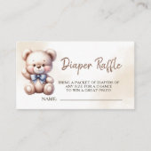 Teddy Bear Baby shower Waterverf Luier Raffle Informatiekaartje (Voorkant)