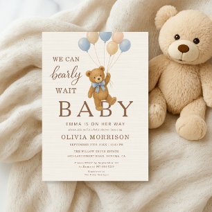 Teddy Bear Baby Shower We Can Bearly Wait Kaart
