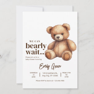 Teddy Bear Baby Shower We Can Bearly Wait minimaal Kaart