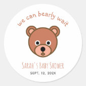 Teddy Bear Baby Shower We Can Bearly Wait Simple Ronde Sticker (Voorkant)