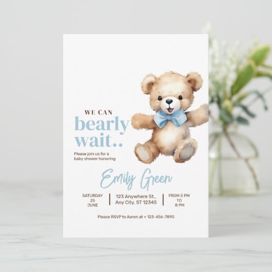 Teddy Bear Baby shower, we kunnen bijna niet wacht Kaart (Staand voorkant)