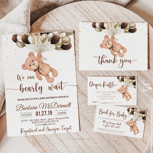 Teddy Bear Baby shower We kunnen nauwelijks wachte Bedankkaart