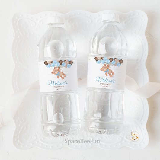 Teddy Bear Baby shower We kunnen nauwelijks wachte Waterfles Etiket