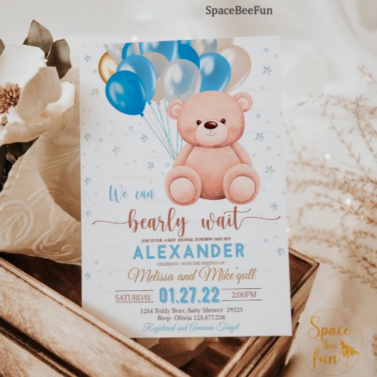 Teddy Bear Baby shower, we kunnen wachten Kaart