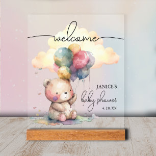 Teddy Bear Baby shower Welcome Acryl Bord