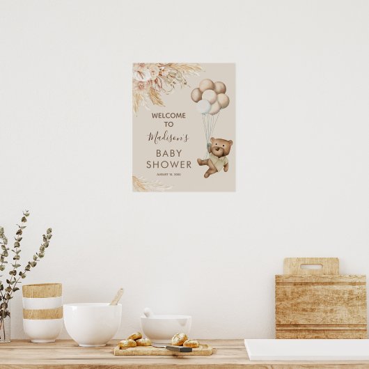 Teddy Bear Baby shower Welcome Poster (Keuken)
