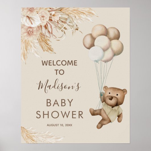 Teddy Bear Baby shower Welcome Poster (Voorkant)