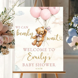 Teddy Bear Baby Shower Welcome Sign Girl Customize