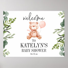 Teddy Bear Baby shower Welcome Sign Poster