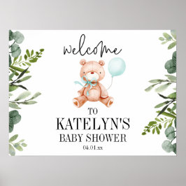 Teddy Bear Baby shower Welcome Sign Poster