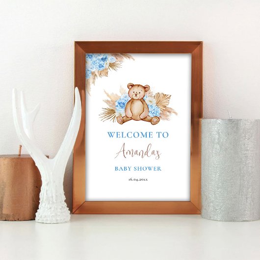 Teddy Bear Baby shower Welcome Sign Poster