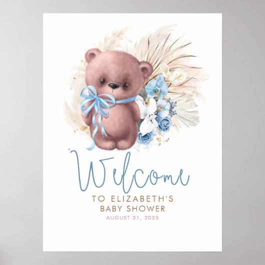 Teddy Bear Baby shower Welkomstteken Poster (Voorkant)