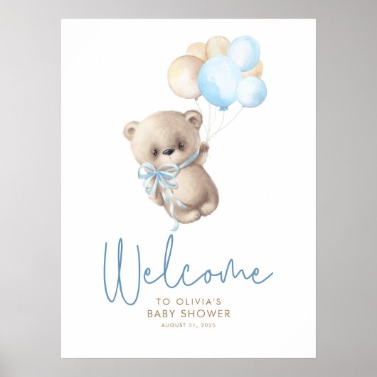 Teddy Bear Baby shower Welkomstteken Poster (Voorkant)