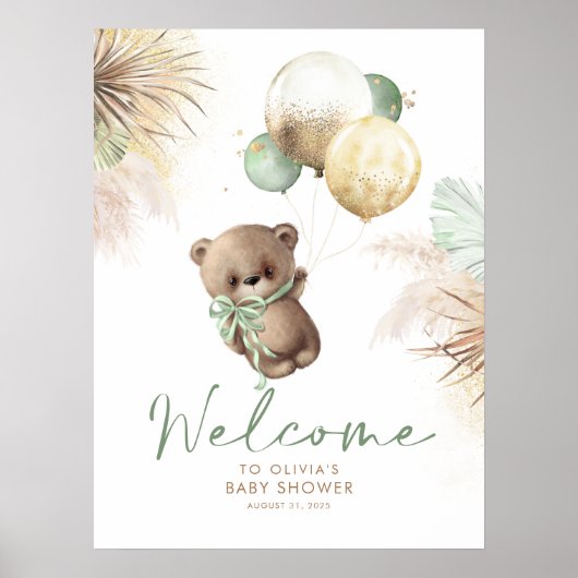 Teddy Bear Baby shower Welkomstteken Poster (Voorkant)