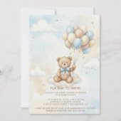 Teddy Bear Baby Shower with Brown Sage Balloons Kaart (Voorkant)