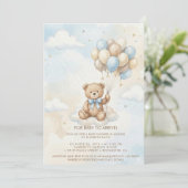 Teddy Bear Baby Shower with Brown Sage Balloons Kaart (Staand voorkant)